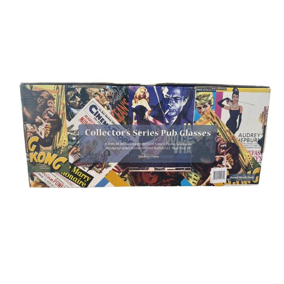 Set Of 4 Rare Movie-Themed Pub Glasses In Original Box Featuring Iconic Films: O - Picture 12 of 16